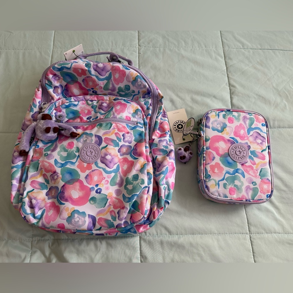 Kipling Floral Backpack and Pencil Case Set - Multicolor - Picture 2 of 9